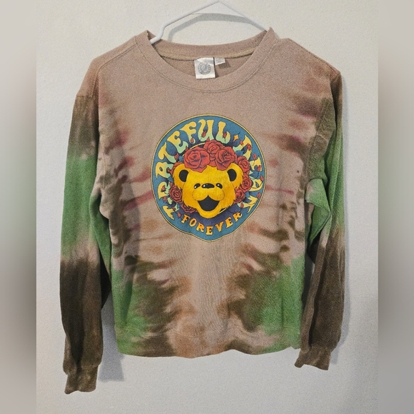 GRATEFUL DEAD Forever Bear Tie-Dye Sweatshirt Womens Size Small Green Brown 2021 - Picture 1 of 8